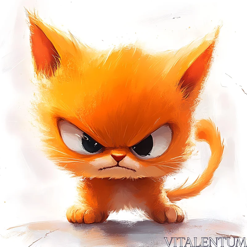 Fierce-Looking Cartoon Orange Cat Illustration