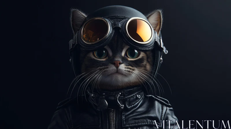 AI ART Biker Cat Portrait