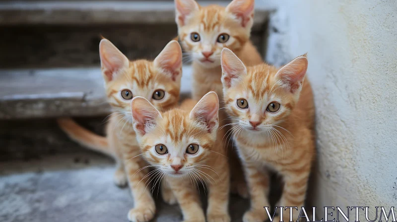 Curious Ginger Kittens Gathering AI Image