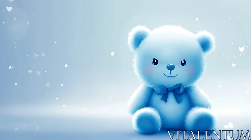 Adorable Blue Teddy Bear with Sparkling Hearts