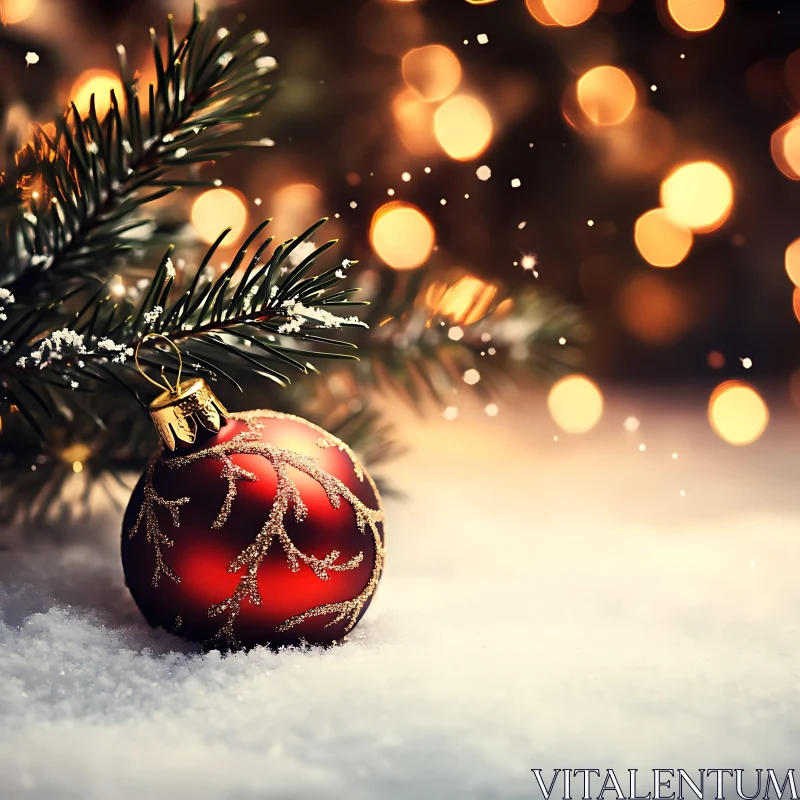 Elegant Christmas Ball on Snow