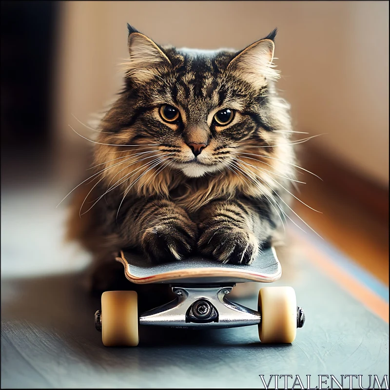 Cute Cat on a Skateboard
