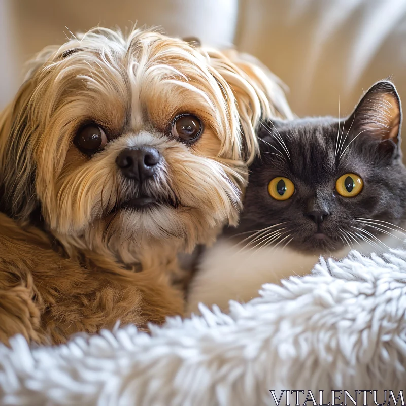 Cute Pet Companions Snuggling