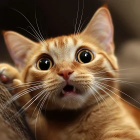 Close-Up of a Surprised Orange Tabby Cat