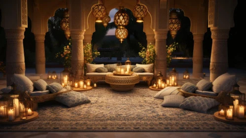 Captivating Lounge with Candle Lights and Ottomans