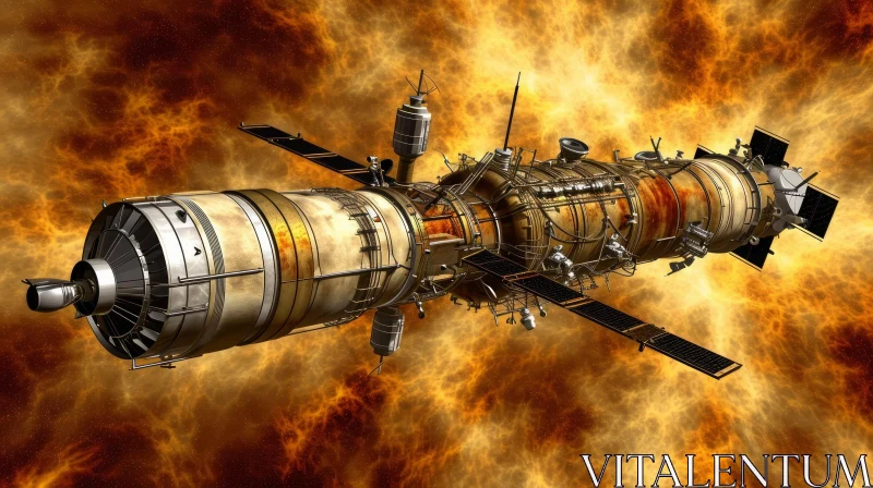 Captivating Sci-Fi Space Station Artwork | Steampunk Inspired Design AI Image