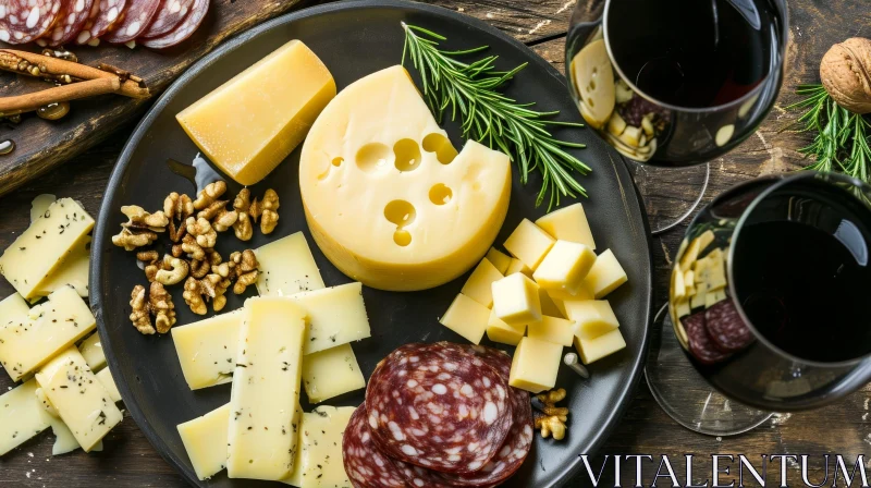 Cheese and Sausage Delight: A Rustic Culinary Composition