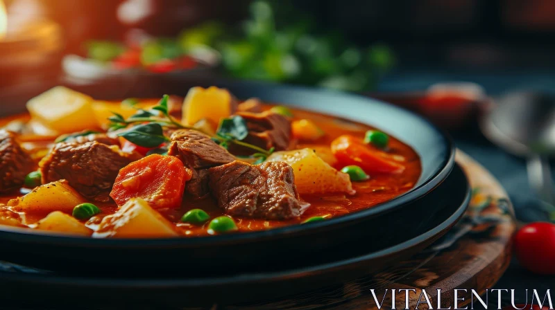 Delicious Beef Stew in a Rustic Bowl AI Image