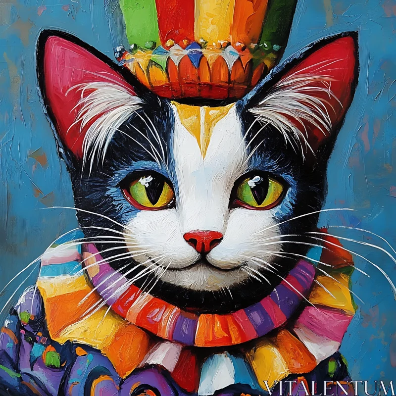 Vibrant Whimsical Cat Art
