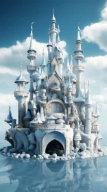 Enchanting 3D Fantasy Land with a Snow-Capped Castle