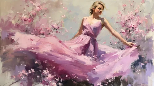 Ethereal Dance in a Field of Pink Flowers