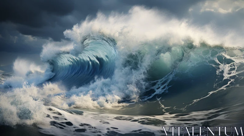 Powerful Ocean Wave: Photorealistic Surrealism with Environmental Awareness AI Image
