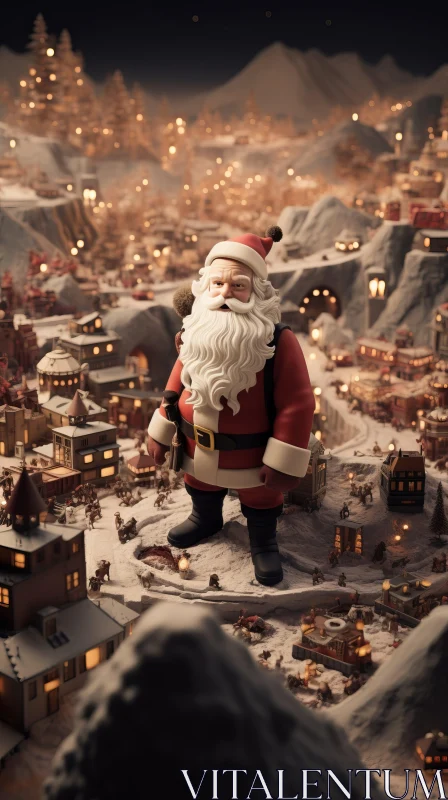 Santa Claus in a Stunning Winter Scene | Detailed Portrayal AI Image
