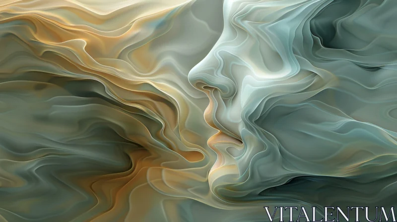 Serene Woman Portrait in Abstract Painting AI Image