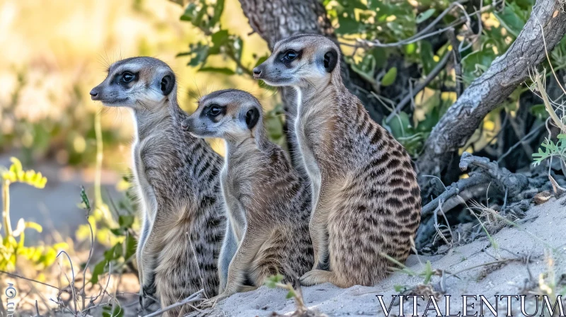 Three Meerkats on a Desert Sand Dune - Wildlife Photography AI Image