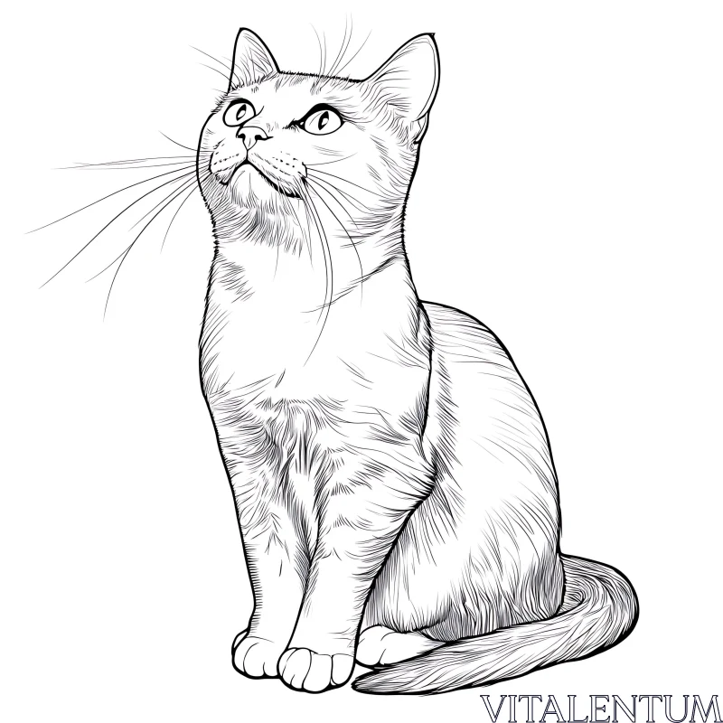 AI ART Detailed Cat Sketch Art