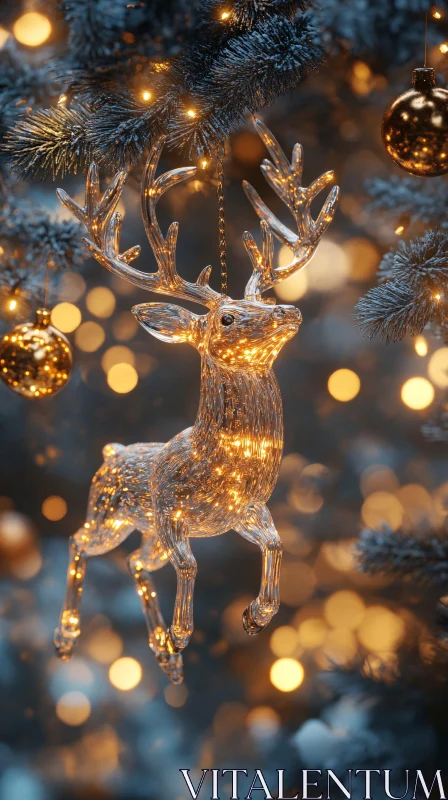 AI ART Illuminated Christmas Deer Decor