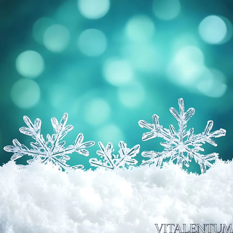 Snowflakes in Winter Wonderland AI Image