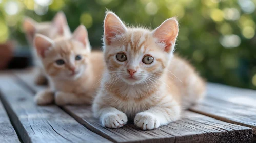 Playful Orange Kittens on Wooden Table