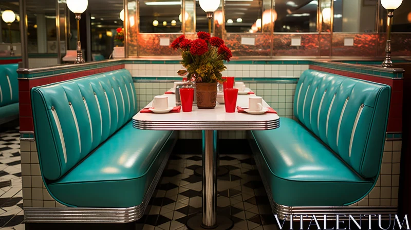 Captivating White and Blue Diner Booth - Chicago Imagists Style AI Image