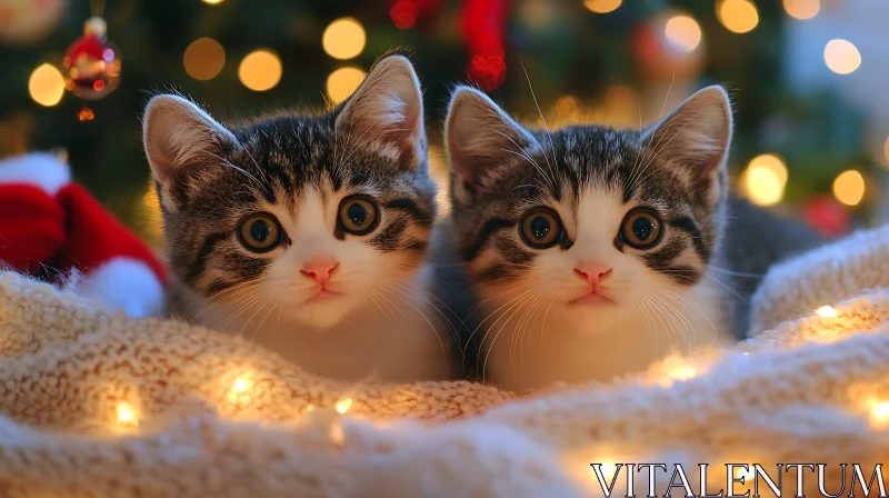 Cute Kittens and Festive Decorations AI Image