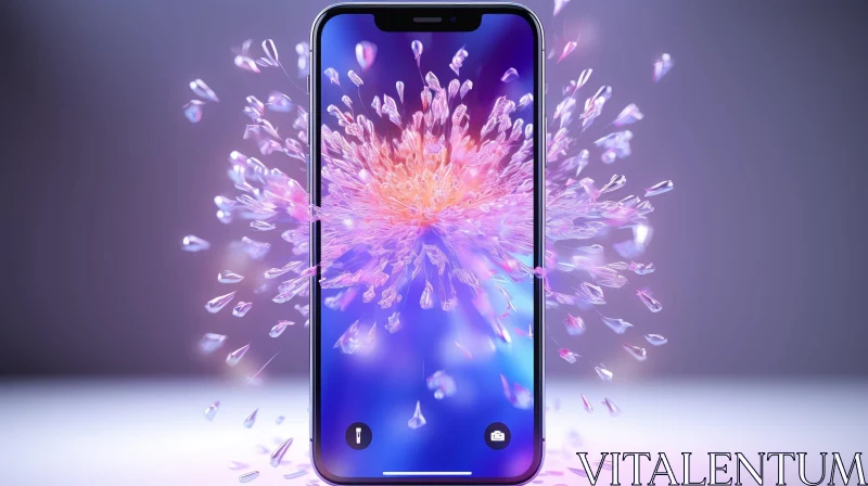 Ethereal 3D Smartphone with Glass Floral Pattern AI Image