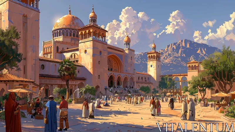 AI ART Middle Eastern City Market Square Painting