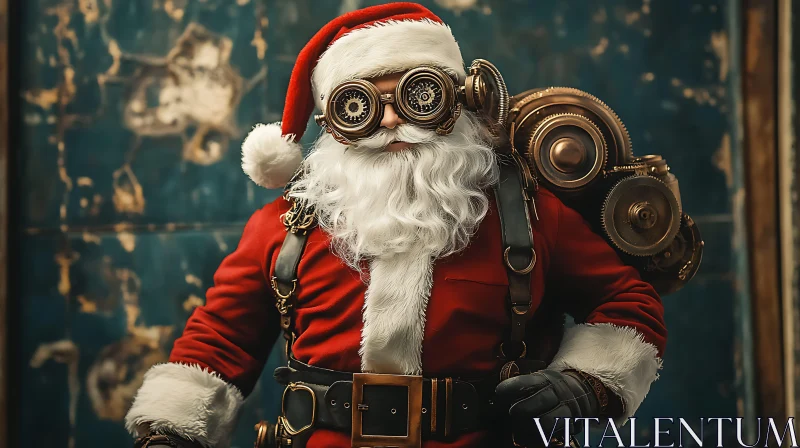 Mechanical Santa in Steampunk Style AI Image