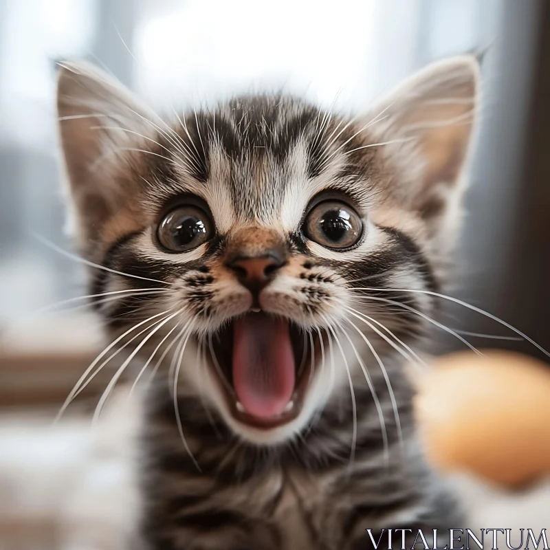 Cute Portrait of a Playful Tabby Kitten AI Image