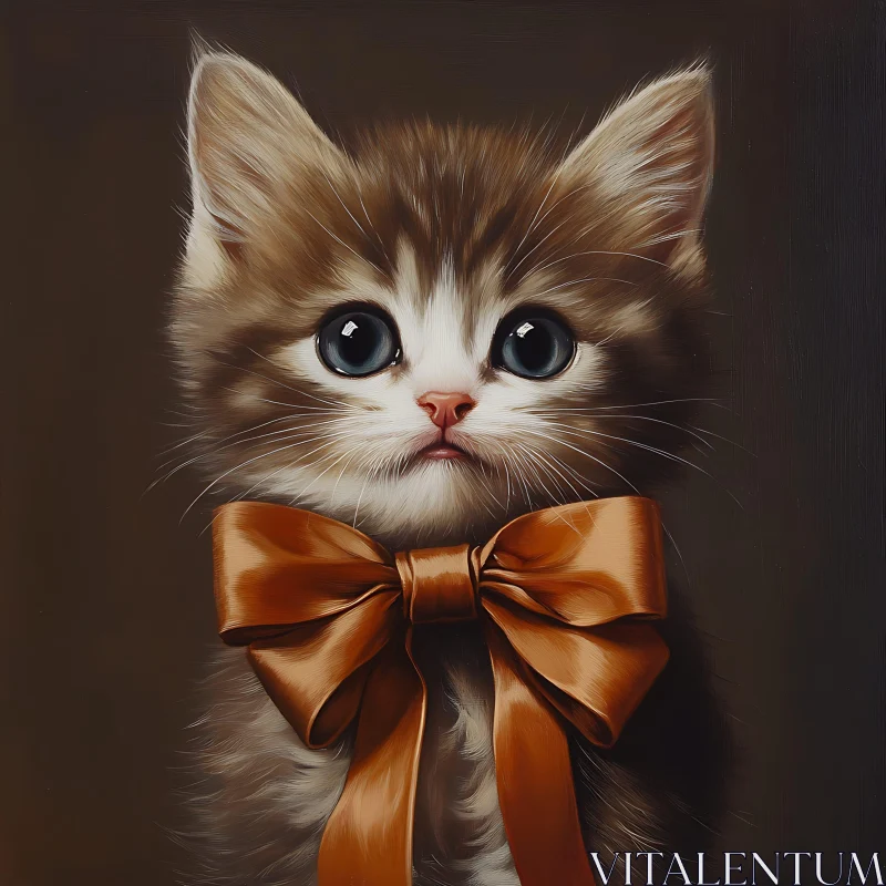 Fluffy Kitten with a Bow AI Image