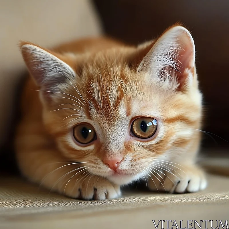 Charming Orange Kitten with Expressive Eyes AI Image