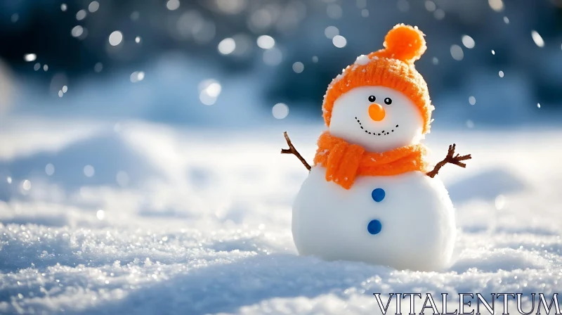 Joyful Winter Snowman AI Image