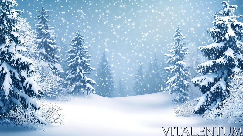 AI ART Winter Wonderland: Tranquil Snowy Forest