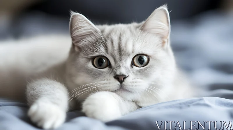 Charming Young Cat with Light Grey Fur AI Image