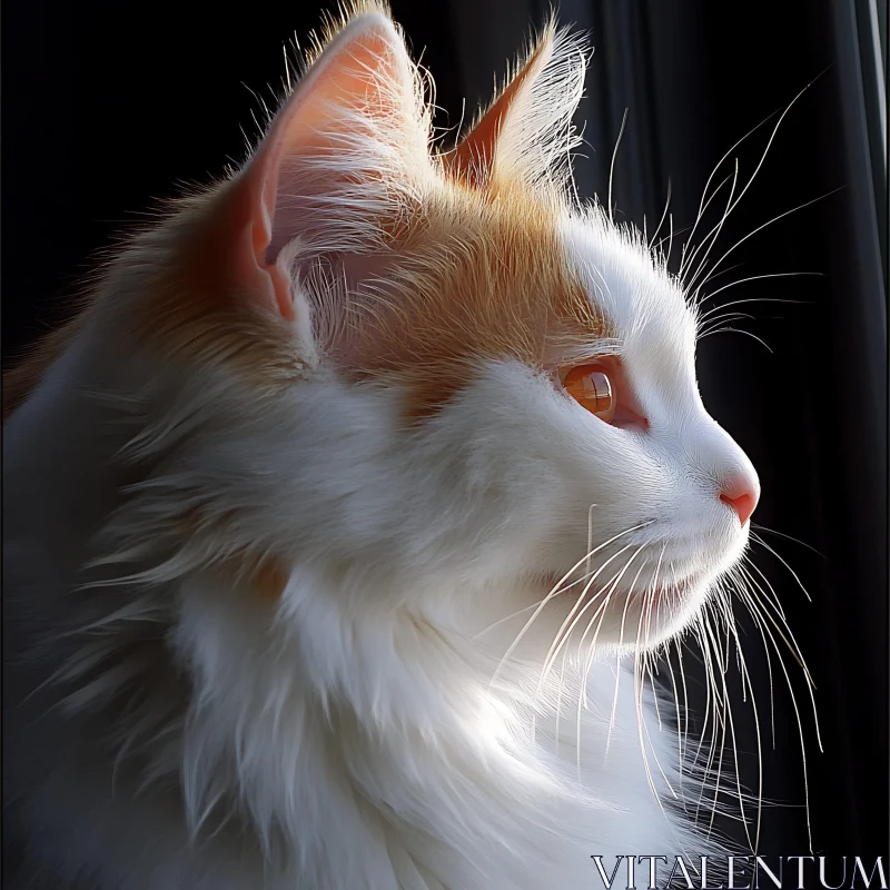 AI ART Feline Profile with Soft Lighting and Textured Fur