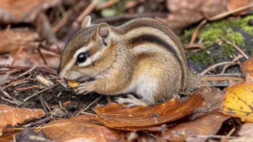 Close-up of Chipmunk Eating Nut - Nature Photography