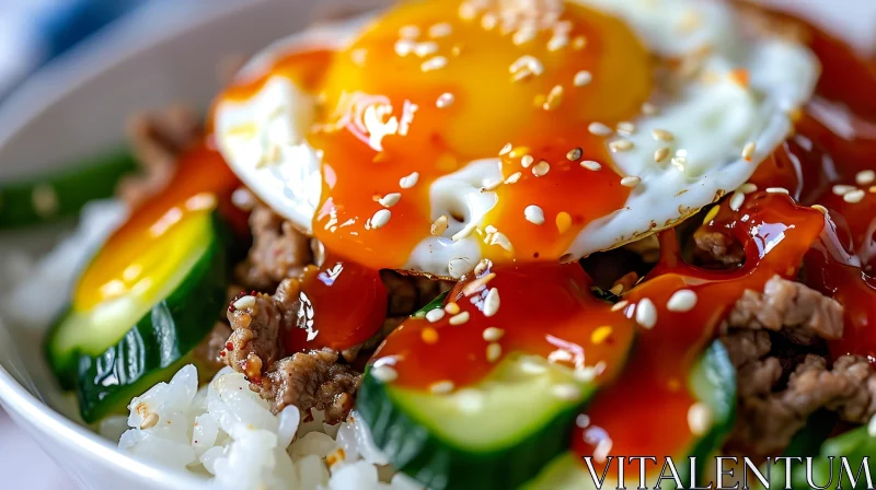 Delicious Korean Bibimbap: A Close-Up of a Popular Dish AI Image