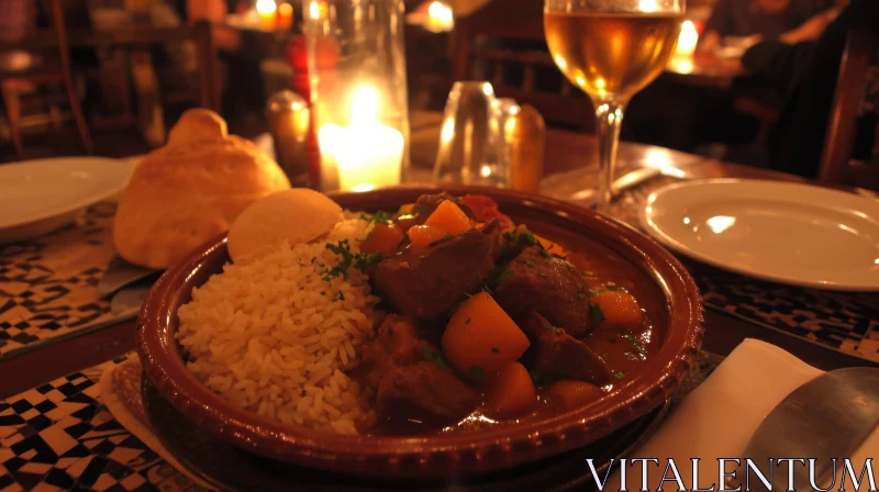Discover the Delights of Moroccan Cuisine with this Exquisite Tagine Dish AI Image