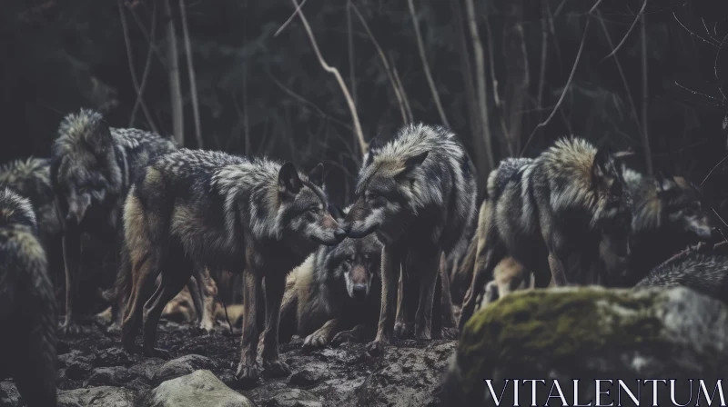 AI ART Majestic Wolves in the Enchanting Forest - A Captivating Image