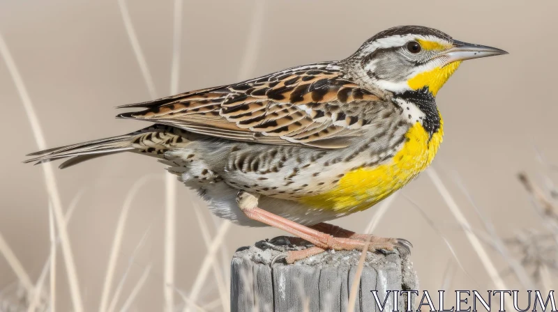 Western Meadowlark on Wooden Fence Post | Nature Photography AI Image