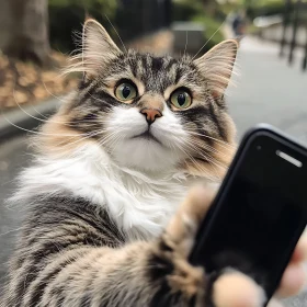 Adorable Cat Snapping Selfie Outdoors