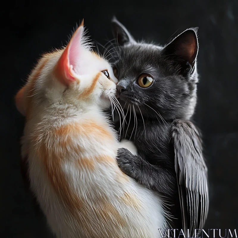 Endearing Kittens Sharing an Affectionate Nuzzle AI Image