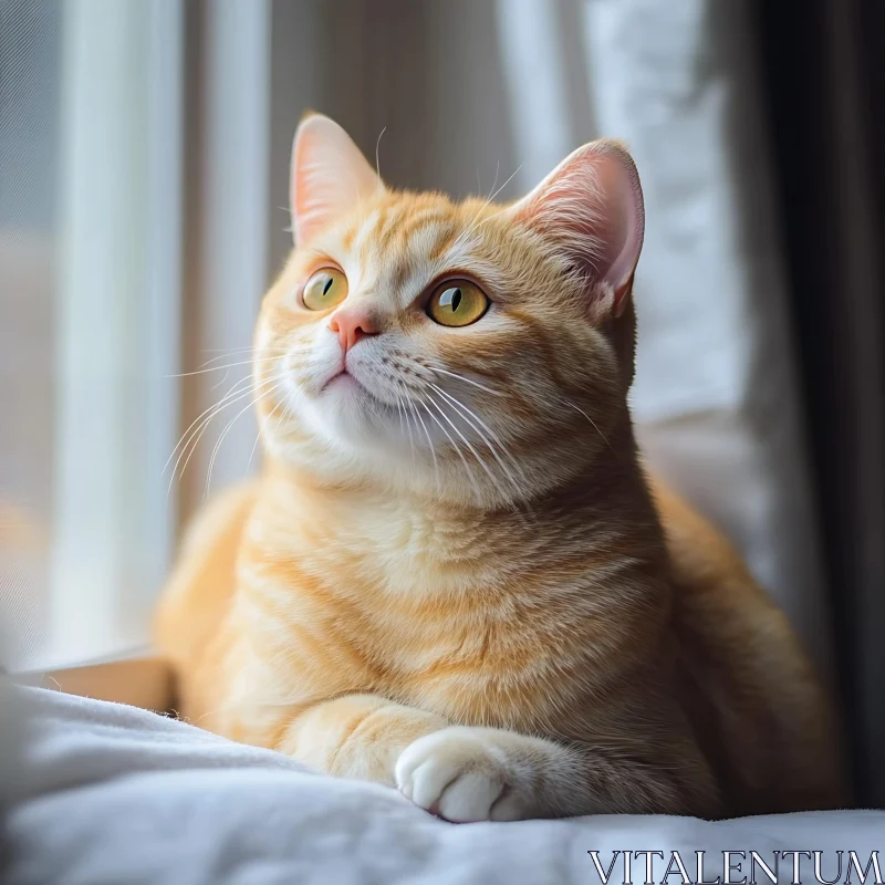 Curious Orange Tabby Cat by the Window AI Image