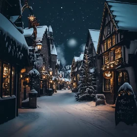 Magical Christmas Village at Night