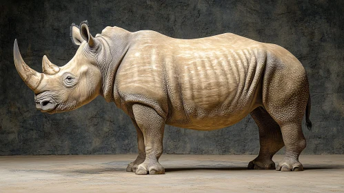 Elegant Rhino with Prominent Horn