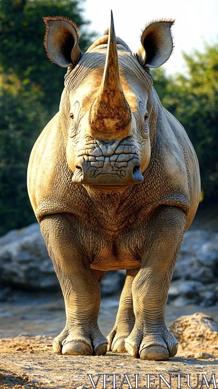 Wildlife Portrait of a Rhinoceros AI Image