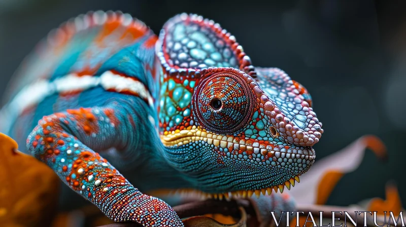 Colorful Chameleon Close-Up: A Captivating View of Nature's Artistry AI Image