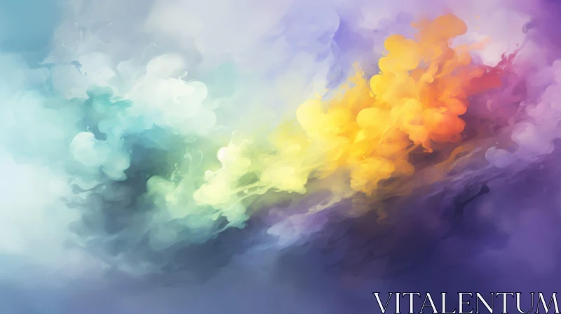 Colorful Smoke Cloud Watercolor Painting AI Image