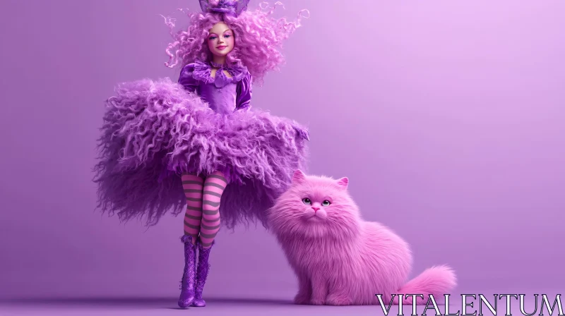 Dreamlike Fashion and Feline Fantasy AI Image