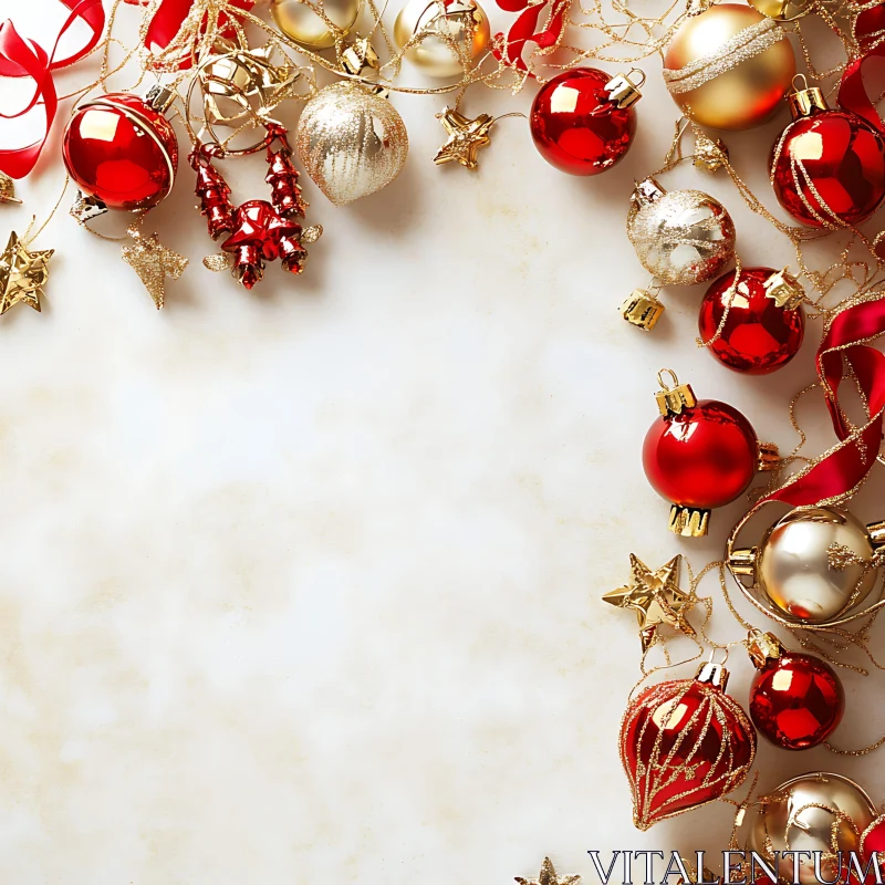 Festive Red and Gold Holiday Decorations AI Image